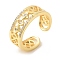 Clear Cubic Zirconia Hollow Out Open Cuff Rings, Cadmium Free & Lead Free, Brass Jewelry for Women, Real 16K Gold Plated, Inner Diameter: 18mm