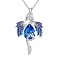 Alloy and Glass Pendant Necklaces, Dragon, Platinum, Blue, 19.69 inch(50cm)