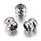 201 Stainless Steel Beads, with Rubber Inside, Slider Beads, Column, Stainless Steel Color, 9x9mm, Hole: 5mm, Rubber Hole: 3mm