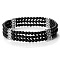 Round Forsted Natural Obsidian & Alloy Multi-Strand Beaded Stretch Bracelets for Women Men