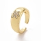 Clear Cubic Zirconia Flower Open Cuff Ring, Brass Jewelry for Women, Golden, Inner Diameter: 16.8mm
