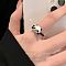 Adjustable Alloy and Enamel Cuff Rings, White, Panda, Inner Diameter: 15~20mm