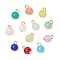 12Pcs Imitation Jade Glass Pendants, Round Charms, Golden, 11.5~12x8mm, Hole: 2mm