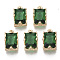 Glass Rhinestone Pendants, with Light Gold Plated Brass Claw Open Back Settings, Rectangle, Faceted, Cadmium Free & Nickel Free & Lead Free, Peridot, 10x6x5mm, Hole: 1mm