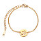 201 Stainless Steel Link Bracelets, with Cable Chains and Lobster Claw Clasps, Flat Round with Om Symbol, Golden, 6 inch~6-3/4 inch(15~17.5cm), 1.5mm
