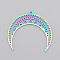 Ion Plating(IP) 304 Stainless Steel Pendants, Laser Cut, Moon, Rainbow Color, 31x34x1mm, Hole: 1.6mm