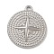Anti-Tarnish 304 Stainless Steel Pendants, Flat Round with Star Charm, Stainless Steel Color, 19x17x2mm, Hole: 1.5mm