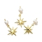 Brass & Natural Pearl Star Pendants, Rack Plating, Long-Lasting Plated, Cadmium Free & Lead Free, Real 18K Gold Plated, 30mm, Hole: 1.8mm