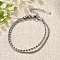 304 Stainless Steel Multi-strand Bracelets, Singapore Chains & Oval Link Chains Bracelets for Women, Stainless Steel Color, 6-1/8 inch(15.7cm)