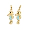 Brass Micro Pave Cubic Zirconia Pendants, Cadmium Free & Lead Free, Sea Horse Charms, with Enamel, Real 18K Gold Plated, 31x12.5x4mm, Hole: 7x5mm