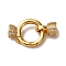 Brass Micro Pave Clear Cubic Zirconia Fold Over Clasps, Nickel Free, Ring, Real 18K Gold Plated, 26mm