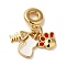 Rack Plating Brass Micro Pave Clear Cubic Zirconia, with Enamel European Dangle Charms, Large Hole Pendants, Lead Free & Cadmium Free, Long-Lasting Plated, Cat/Fishbone/Claw Print, Real 18K Gold Plated, 30mm, Hole: 4.5mm