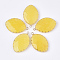 Natural White Jade Pendants, with Brass Findings, Dyed, Faceted, Horse Eye, Golden, 39~41x25~26x5~7mm, Hole: 2mm