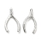 Brass Pendants, Cadmium Free & Nickel Free & Lead Free, Wish Bone Lucky Charm, Real Platinum Plated, 17x9x3mm, Hole: 1.2mm