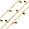 Brass Cubic Zirconia Cable Chains, with Flat Round Charms, Lead Free & Cadmium Free, Long-Lasting Plated, Rack Plating, Soldered, with Spool, Real 18K Gold Plated, Prussian Blue, 9.5mm