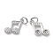Brass Micro Pave Cubic Zirconia Pendants, Lead Free & Cadmium Free, Musical Note, Platinum, 11x11x2.5mm