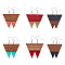 6 Pair 6 Style Resin & Wood Dangle Earrings with Iron Pins, Triangle, Mixed Color, 58x31mm, 1 Pair/style