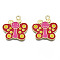 Rack Plating Alloy Pendants, with Enamel, Cadmium Free & Lead Free, Butterfly, Light Gold, 24x23.5x1mm, Hole: 2.5mm