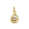 304 Stainless Steel Pendants, with Rhinestone, Teardrop Charm, Real 14K Gold Plated, 17.5x8.5x2.5mm, Hole: 1.6mm