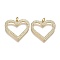 Brass Micro Pave Clear Cubic Zirconia Pendants, with Jump Rings, Long-Lasting Plated, Heart, Real 18K Gold Plated, 23.5x25x5x1.5mm, Hole: 3mm