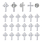 24Pcs Religion Corss Alloy Brooch, Platinum, 25x16mm