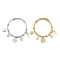 304 Stainless Steel Bangles, with Rhinestone, Flat Round & Lock & Key, Mixed Color, 2-1/4 inch(5.7cm), Pendant: 10~20x7~15x2~5mm