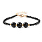 Round Natural Obsidian Beaded Bracelets, with Lobster Claw Clasp