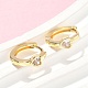 Серьги-кольца из латуни с микропаве и прозрачным кубическим цирконием в форме сердца EJEW-Z102-28G-3