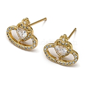 Серьги-гвоздики с латунной короной и фианитами EJEW-D063-12G
