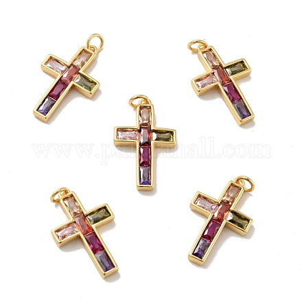 Поперечные латунные подвески из микро паве красочные фианиты KK-G419-29G-1