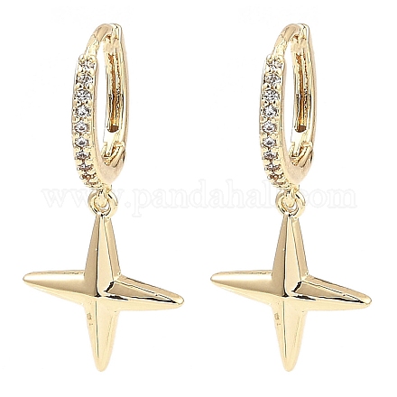 Серьги-кольца из латуни с цирконием EJEW-G362-07KCG-1