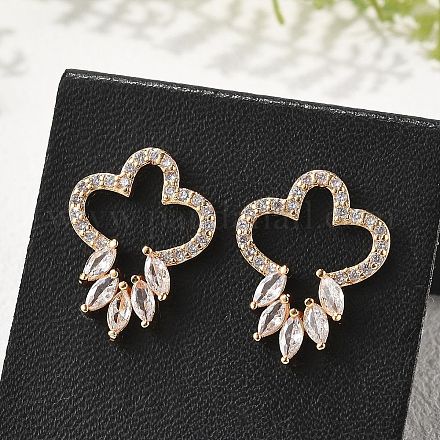 Серьги-гвоздики из латуни с микропаве из прозрачных кубических цирконий для женщин EJEW-G428-18G-02-1