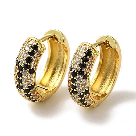 Серьги-кольца из латуни с микропаве из кубического циркония EJEW-B062-30G-1