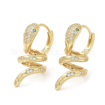 Серьги-кольца из латуни с микропаве из кубического циркония EJEW-F324-06G-1