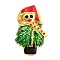 Christmas Theme Alloy Enamel Brooches, for Backpack Clothes, Christmas Tree with Snowman, Golden, 15.5x23.5mm