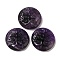 Natural Amethyst Pendants, Flat Round Charms with Engraved Tree of Life, 35~37x7.5~9.5mm, Hole: 1.5mm
