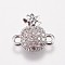 Brass Micro Pave Cubic Zirconia Links, Ananas/Pineapple, Clear, Platinum, 10x10x2.5mm, Hole: 1mm