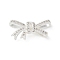 Brass Micro Pave Clear Cubic Zirconia Pendants, Nickel Free, Bowknot Charms, Silver, 17x33x9mm, Hole: 3mm