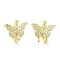 Brass Micro Pave Clear Cubic Zirconia Cuff Earrings for Women, Butterfly, Real 18K Gold Plated, 12.5x13mm