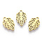 304 Stainless Steel Pendants, Leaf Charm, Real 18K Gold Plated, 12x7.5x1mm, Hole: 1.4mm