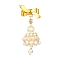 Shell Pearl Beaded Bell Pendant Brooch, Brass Bowknot Brooches for Women, Seashell Color, 55x25x11mm