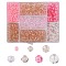 Transparent Glass Beads, Mixed Styles, Mixed Shapes, Pink, 3~8.5x2~8.5mm, Hole: 0.8~1.6mm