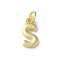 Rack Plating Brass Charms, Cadmium Free & Lead Free, Long-Lasting Plated, Real 18K Gold Plated, Letter S, 12x6x1.5mm, Hole: 3.2mm