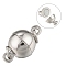 Brass Magnetic Clasps with Loops, Nickel Free, Platinum, 14x8mm, Hole: 2mm, Jump Ring: 4x0.7mm
