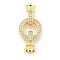 Brass Micro Pave CLear Cubic Zirconia Fold Over Clasps, Long-Lasting Plated, Lead Free & Cadmium Free, Real 18K Gold Plated, 30mm long, clasp: 12.5x7.5x6.5mm, hole: 1mm, inner diameter: 4.5mm, ring: 14x2mm