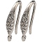 Brass Micro Pave Clear Cubic Zirconia Earring Hooks, Ear Wire, Cadmium Free & Lead Free, Platinum, 15.5x3.5x10mm, Hole: 1.4mm, 18 Gauge, Pin: 1mm