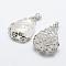 Natural Quartz Crystal Pendants, with Brass Findings, teardrop, Platinum, 40.5x27x8.5mm, Hole: 4x6.5mm