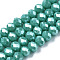 Electroplate Glass Beads Strands, Pearl Luster Plated, Faceted, Rondelle, Medium Turquoise, 3.5~3.8x3mm, Hole: 0.4mm, about 105~110pcs/strand, 29~31cm