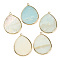 Natural Amazonite Pendants, with Brass Findings, Drop, Golden, 42~42.5x32~32.5x2~3mm, Hole: 2mm