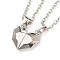 Rack Plating Alloy Heart Pendant Necklaces Sets, Magnetic Couples Necklaces, with Brass Cable Chain, Silver, 24.09 inch(61.2cm), 2pcs/set
